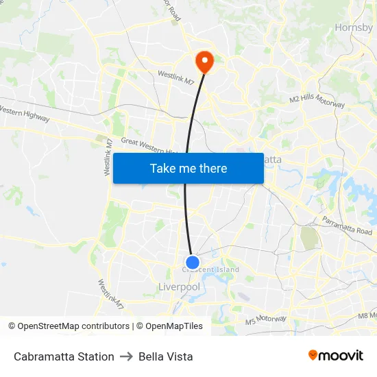 Cabramatta Station to Bella Vista map