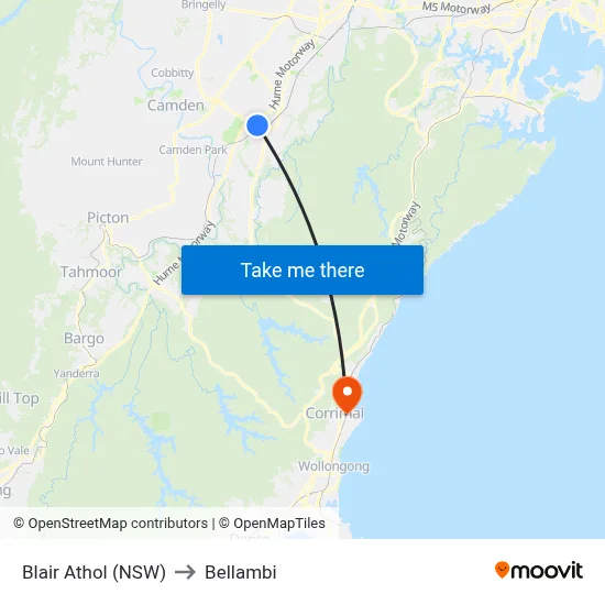 Blair Athol (NSW) to Bellambi map
