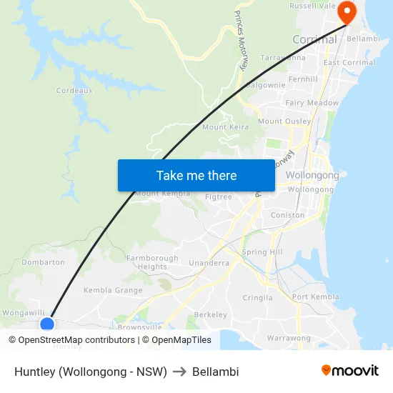 Huntley (Wollongong - NSW) to Bellambi map