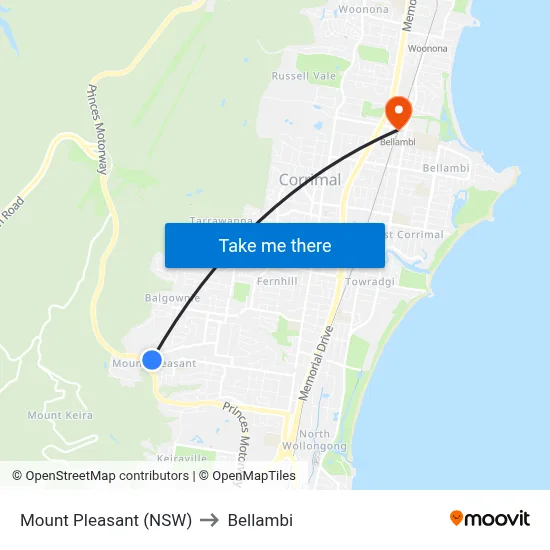 Mount Pleasant (NSW) to Bellambi map