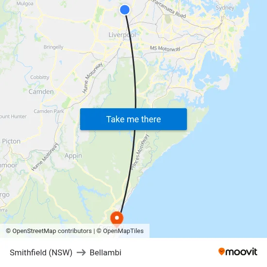Smithfield (NSW) to Bellambi map