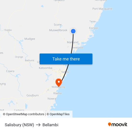 Salisbury (NSW) to Bellambi map