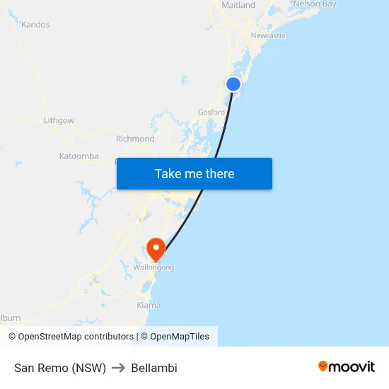 San Remo (NSW) to Bellambi map
