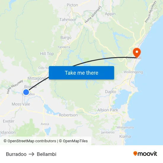 Burradoo to Bellambi map