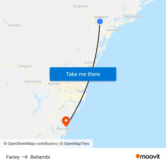Farley to Bellambi map