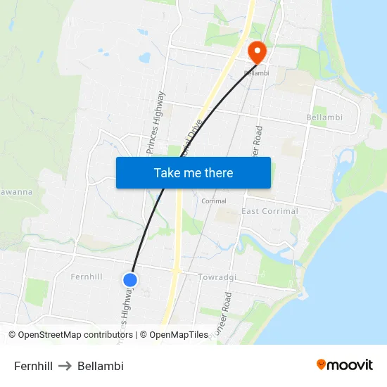 Fernhill to Bellambi map