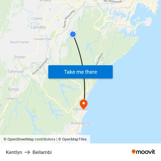 Kentlyn to Bellambi map