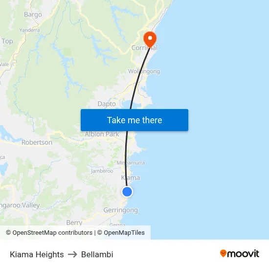 Kiama Heights to Bellambi map