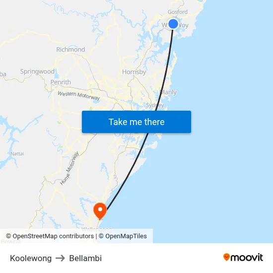 Koolewong to Bellambi map