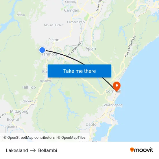 Lakesland to Bellambi map