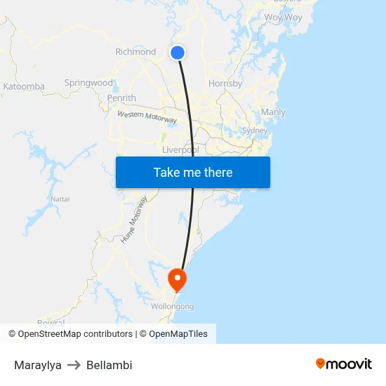 Maraylya to Bellambi map