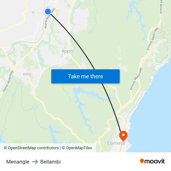 Menangle to Bellambi map