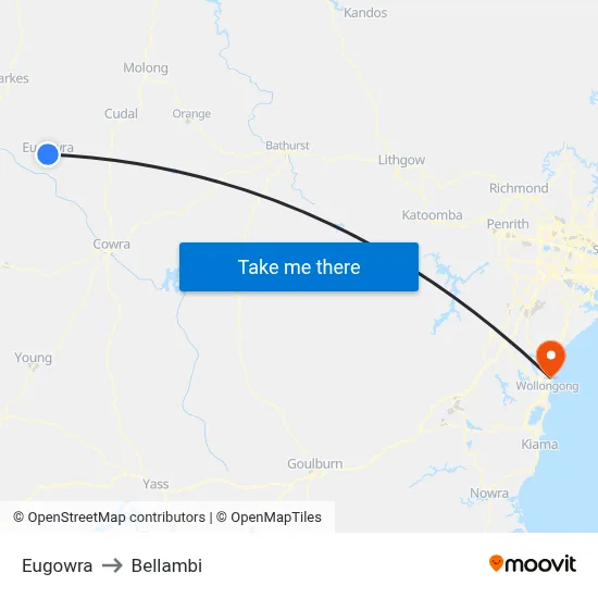 Eugowra to Bellambi map