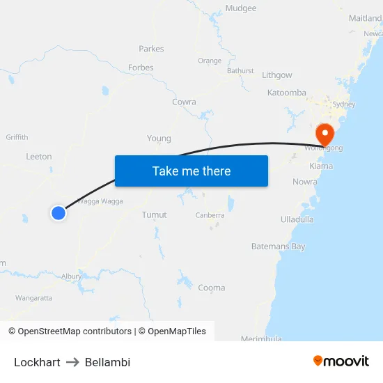 Lockhart to Bellambi map
