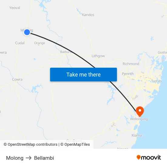 Molong to Bellambi map