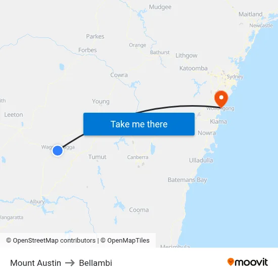 Mount Austin to Bellambi map