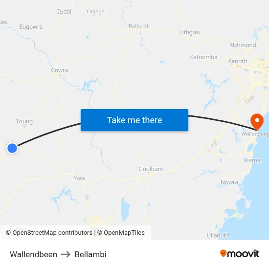 Wallendbeen to Bellambi map