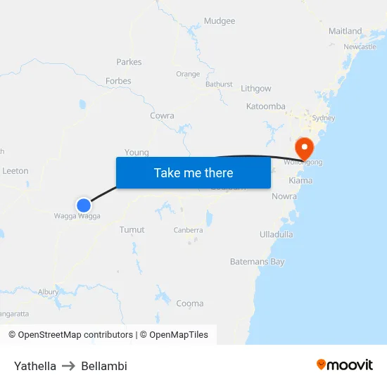 Yathella to Bellambi map