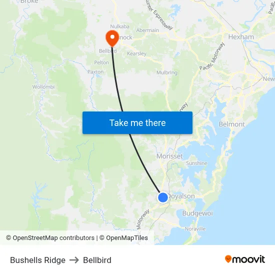 Bushells Ridge to Bellbird map