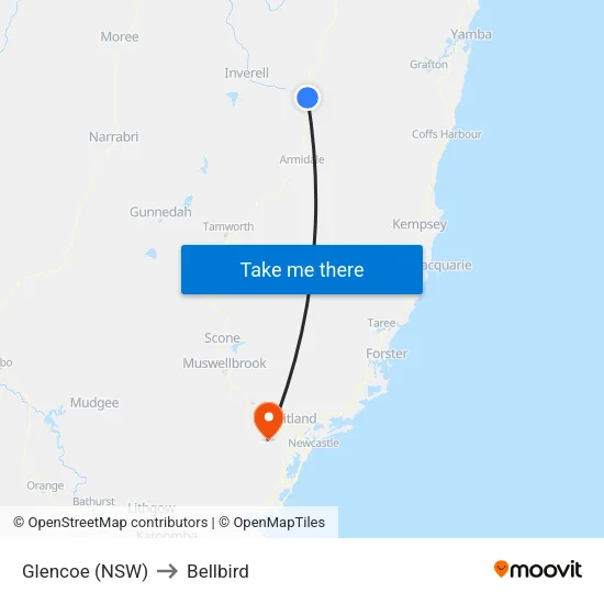 Glencoe (NSW) to Bellbird map