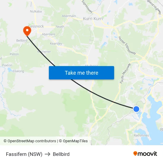 Fassifern (NSW) to Bellbird map