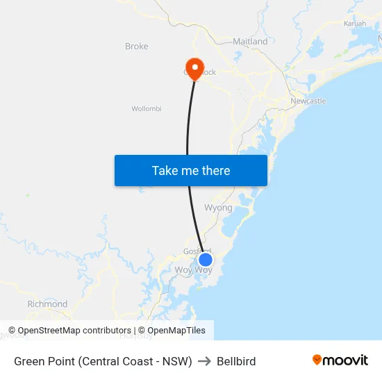 Green Point (Central Coast - NSW) to Bellbird map