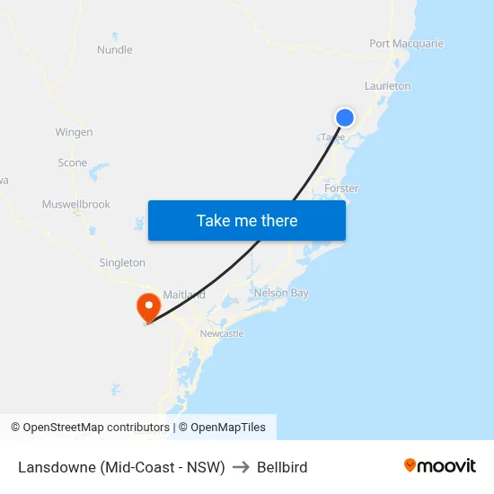 Lansdowne (Mid-Coast - NSW) to Bellbird map