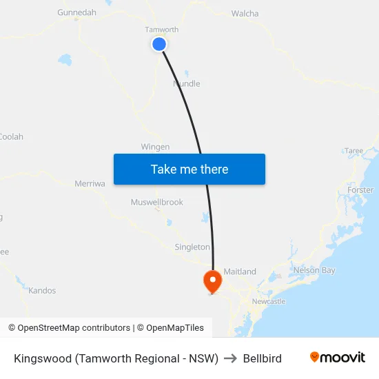 Kingswood (Tamworth Regional - NSW) to Bellbird map
