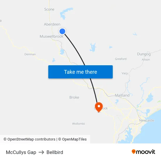 McCullys Gap to Bellbird map