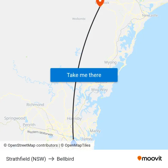 Strathfield (NSW) to Bellbird map