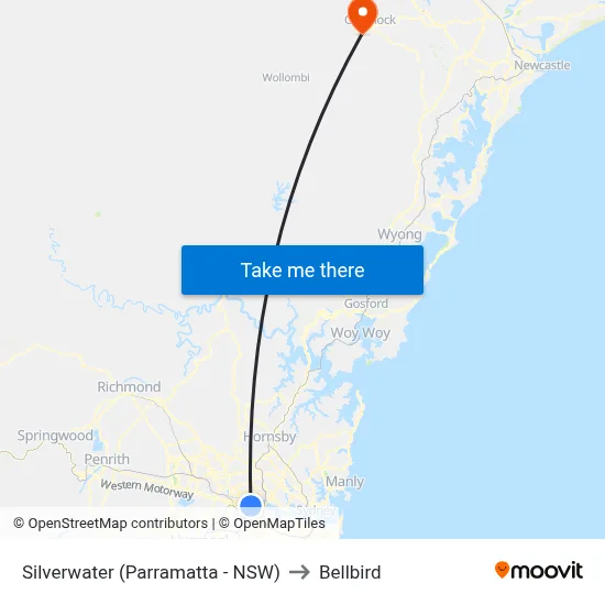 Silverwater (Parramatta - NSW) to Bellbird map