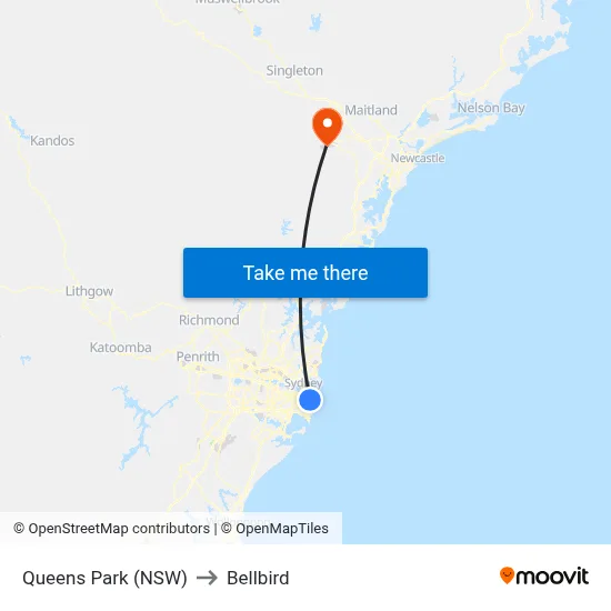 Queens Park (NSW) to Bellbird map