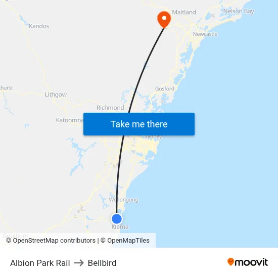 Albion Park Rail to Bellbird map