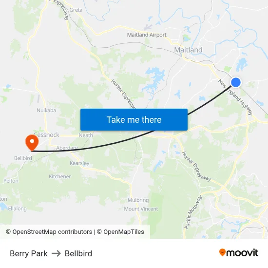 Berry Park to Bellbird map