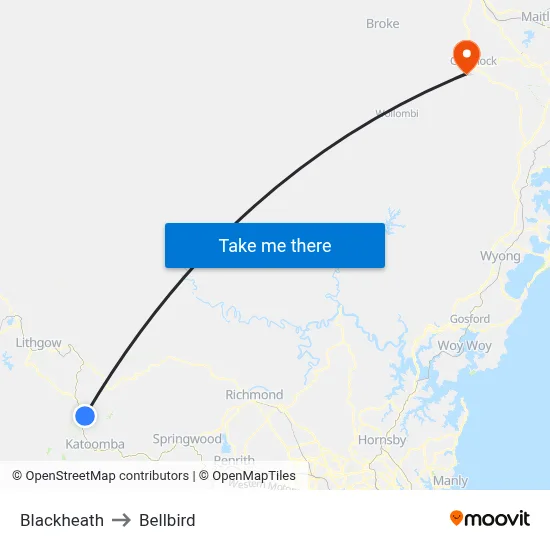 Blackheath to Bellbird map