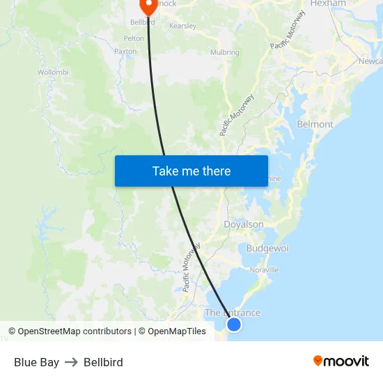 Blue Bay to Bellbird map