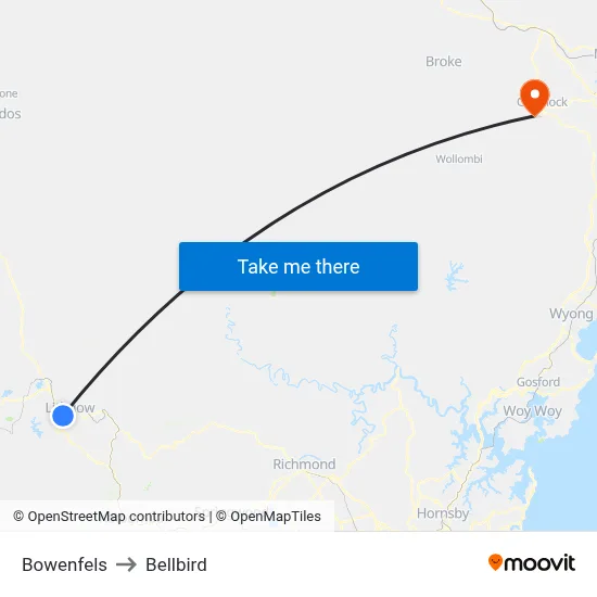 Bowenfels to Bellbird map