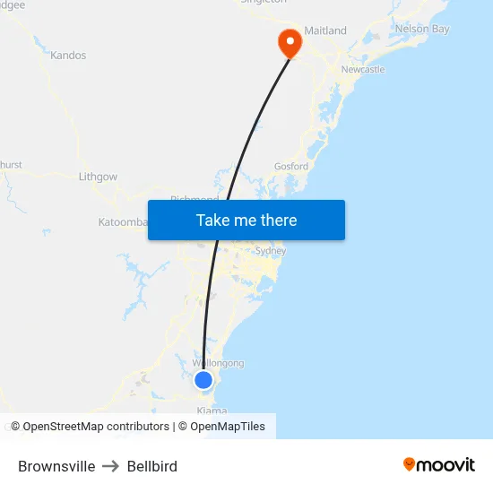 Brownsville to Bellbird map
