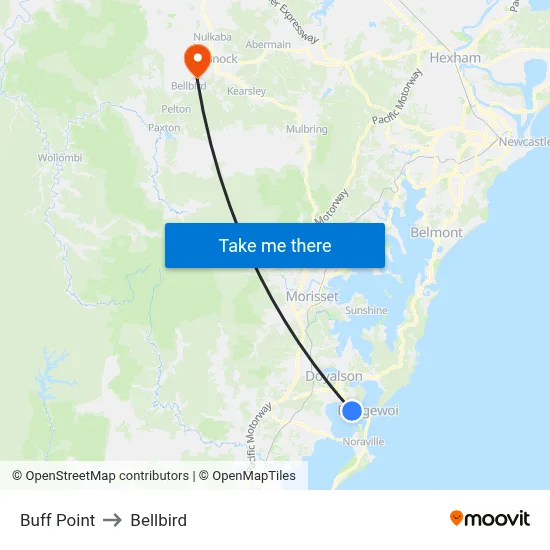 Buff Point to Bellbird map