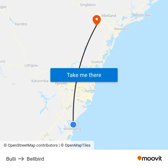 Bulli to Bellbird map