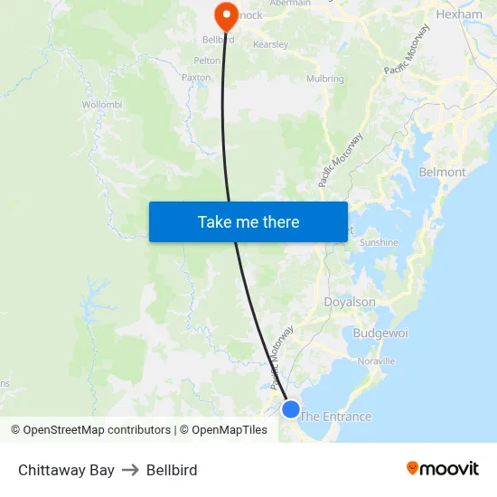 Chittaway Bay to Bellbird map
