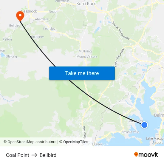 Coal Point to Bellbird map