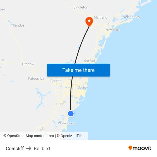 Coalcliff to Bellbird map