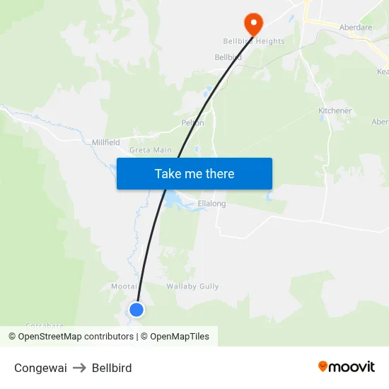 Congewai to Bellbird map
