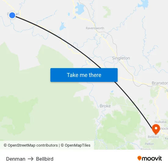 Denman to Bellbird map