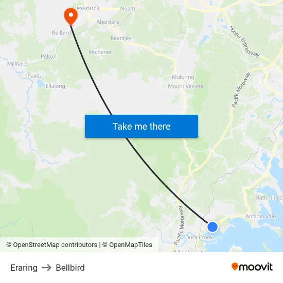 Eraring to Bellbird map