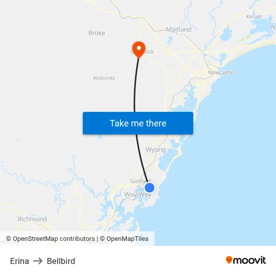 Erina to Bellbird map