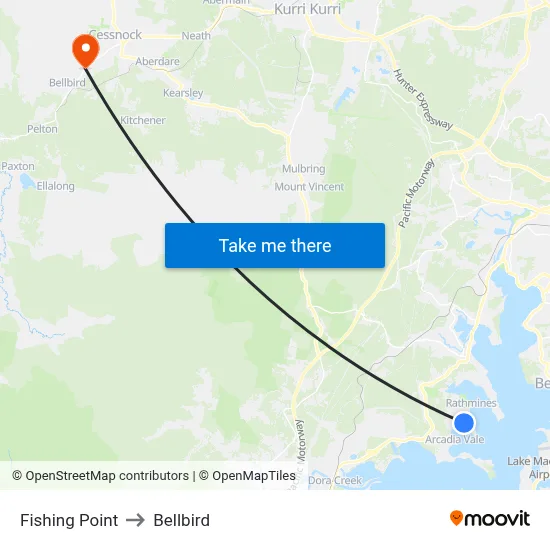 Fishing Point to Bellbird map