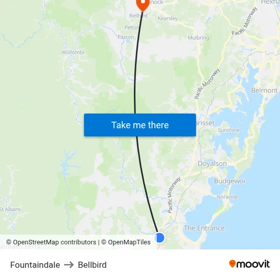 Fountaindale to Bellbird map