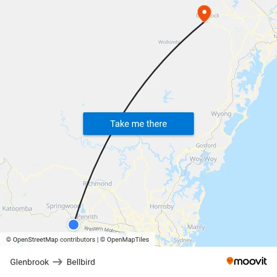 Glenbrook to Bellbird map
